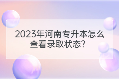 2023年河南專升本怎么查看錄取狀態？